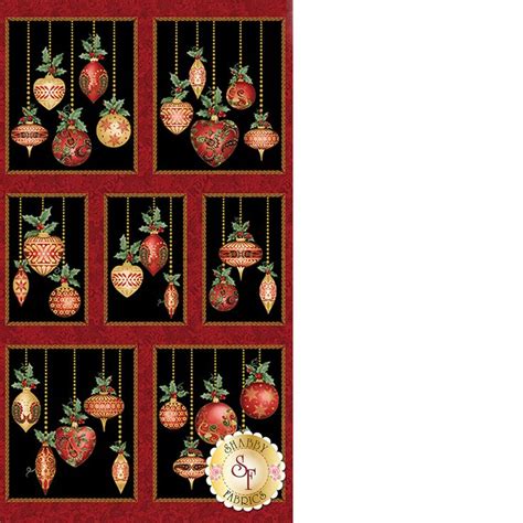 benartex a festive season metallic festive ornaments black fabric|Festive Ornaments Panel Black .